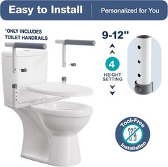 Height Adjustable 500lb Toilet Safety Rails Grab Bars