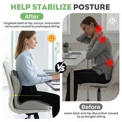 Memory Foam Seat Cushion with Back Support Orthopedic Tailbone Pain Relief Cush