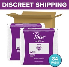 Incontinence & Postpartum Pads Waterproof Long 84 Count for Bladder Leaks