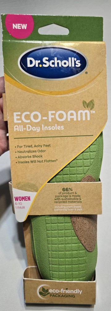 Dr. Scholl’s Eco-Foam All Day Insoles, size 6-10 Women or 4.5-8 Men. NEW