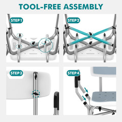 Shower Chair with Removable Arms and Back for Elderly & Disabled, 550 Lbs Shower