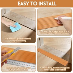 Threshold Ramps for Doorways, 39.37 X 3.15 X 0.39Inch Self-Adhesive Rubber Ra…