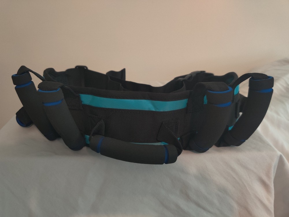 Transfer/Gait Belt. Guided walking, black, teal, adjustable waist