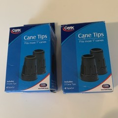 New 2 Pack Carex A72000 Cane Tips Fits All Standard Canes and Crutches 1″ 4pcs