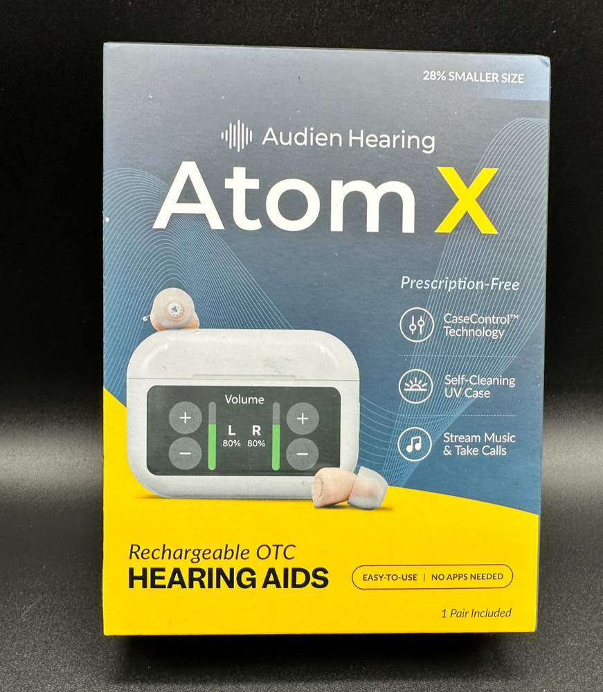 AUDIEN ATOM X Hearing Aids NEW Rechargeable Bluetooth Pair Left Right Fast Ship