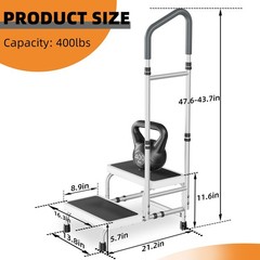 2 Step Stool Supports 400 Lbs, Adjustable Handrail, Non-Skid Platform – Ideal