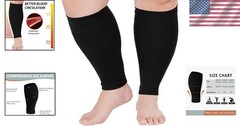 Plus Size Compression Leg Sleeves for Women& Men 15-20mmHg Wide Calf Knee Hig…