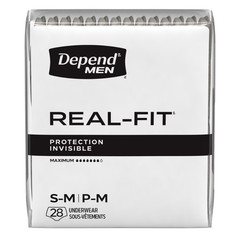 Depend Real Fit Incontinence Underwear for Men, S/M, Grey, 56 Count, Disposable
