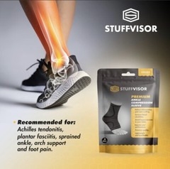 Large Stuffvisor Ankle & Foot Compression Sleeve, Socks for Maximum Support 2PK