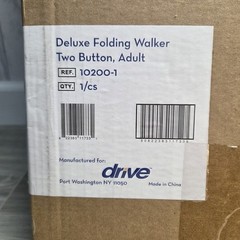 NEW Drive Medical Deluxe Folding Walker Adult 2-Button Aluminum 10200-1 350lb