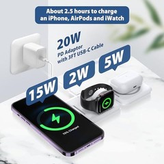 3 in 1 Apple Charging Station for iPhone Airpods iWatch – Travel Charger White