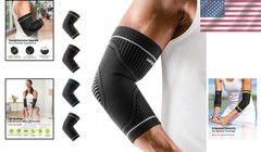 Lightweight Non Slip Elbow Sleeve for Tennis Golfer Weightlifting Grey M