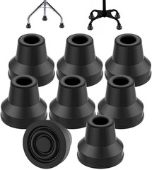 Quad Cane Tips Set of 8 Heavy Duty 5/8in Replacement Rubber Feet Black Durable