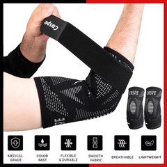 Caspe 2-Pack Elbow Sleeve Brace Wrap Adjustable Support Arm Arthritis Tendonitis