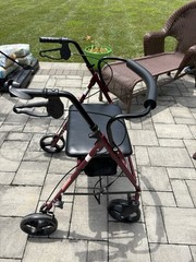 Guardian 4-Wheel Rollator Walker w/ Seat Handbrakes 500 lb Burgundy