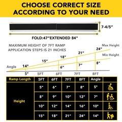 8ft Telescoping Adjustable Aluminum Wheelchair Ramp ,Portable Ramp 600LBS 1 Pair