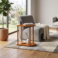 Genesis Woodesign Oval Solid Wood Narrow Side Table Slim Small Pedestal Coffee
