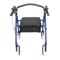 Folding Chair Seat Heavy Duty Rollator Iron Walker Handicap w/Wheels Black Blue