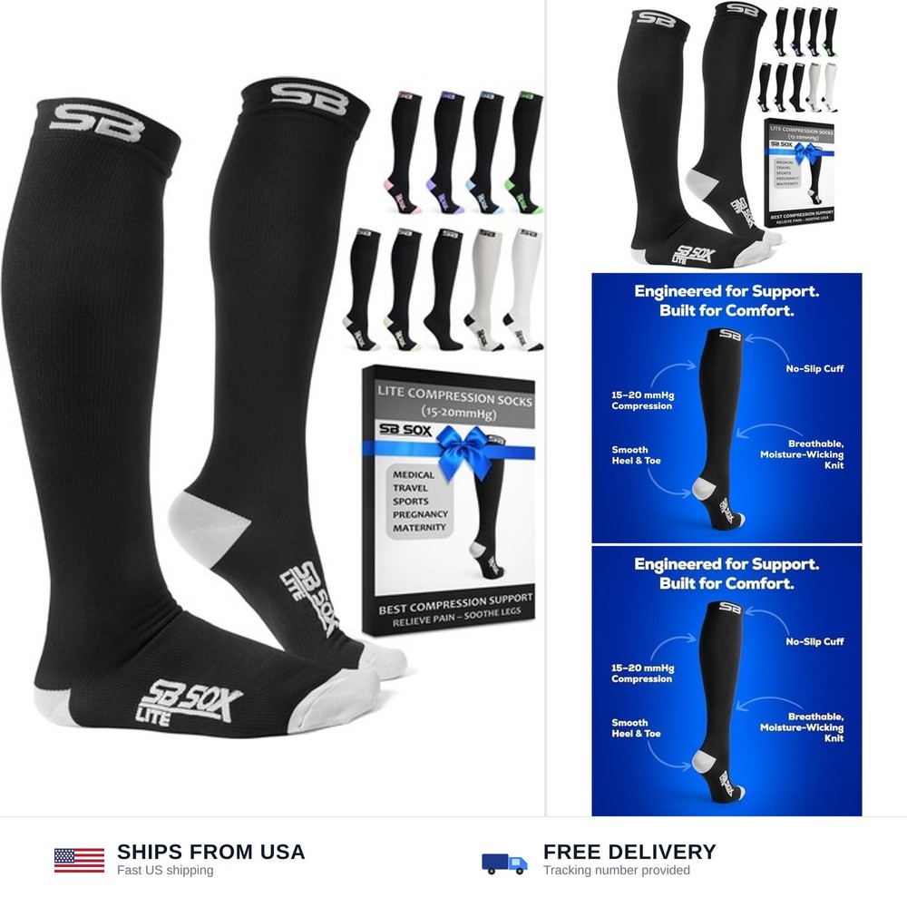 SB SOX Lite Compression Socks for Men & Women (15-20mmHg) – Best Compression …