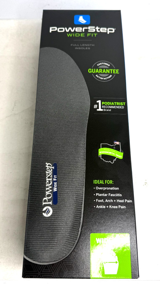 PowerStep Wide Fit Orthotic Shoe Insoles Size I/J Men’s 12-13 US