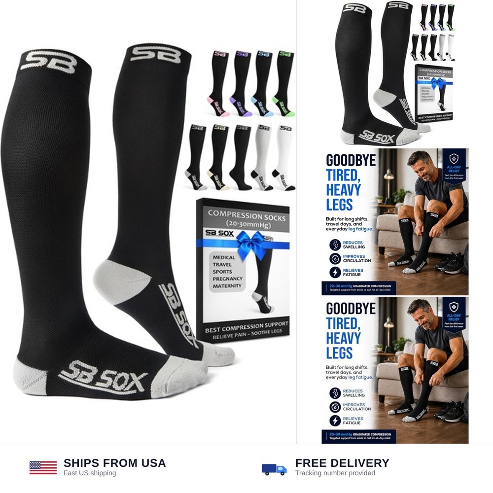 SB SOX Compression Socks for Men & Women (20-30mmHg) – Best Compression Socks…