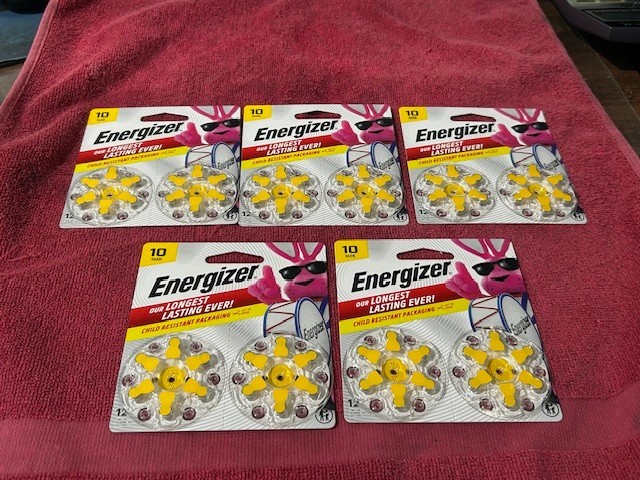LOF OF (5) 12 PACK ENERGIZER SIZE 10 HEARING AID BATTERIES 10CR-12ENRUS NEW