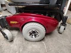 Invacare M51 Power Wheelchair Red Joystick Adjustable Footrests Flip Up Armrests