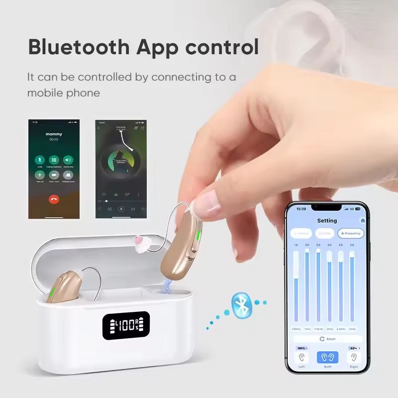 Wireless Bluetooth APP BTE Rechargeable Programmable Digital Hearing Aids