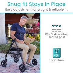 Vive Rollator Walker Seat and Backrest Covers – Removable Washable Black