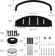 Black 18-Inch Safety Grab Bar with Storage Shelf for Bathtub or Shower, Drainage