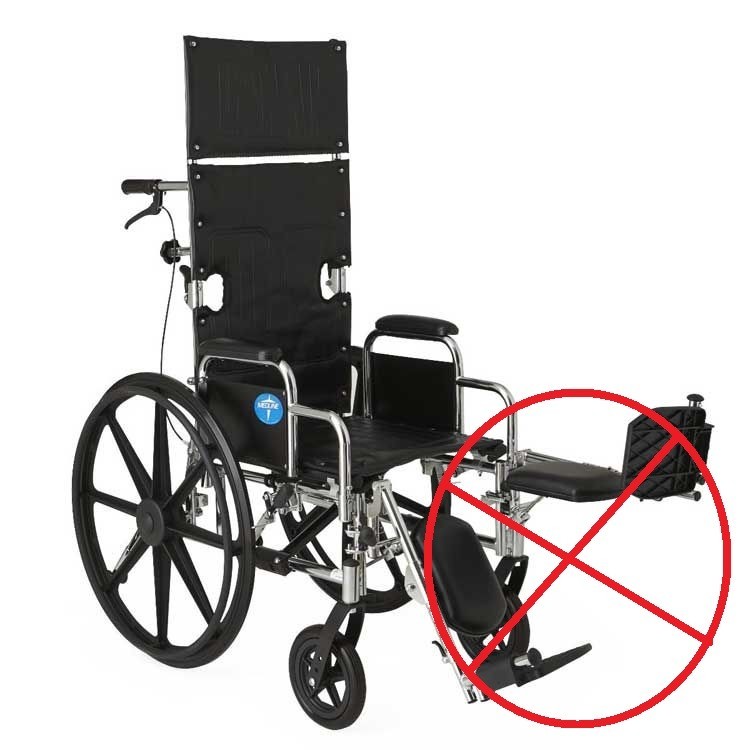 Medline Excel Reclining Wheelchairs – Desk Length Arms/Chrome Frame
