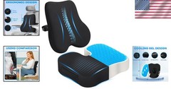 Ergonomic Cooling Memory Foam Seat Cushion & Lumbar Pillow for Office and Home