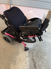 Quickie Iris Tilt-in Space Transport Wheelchair Hot Pink Custom Pediatric Seat