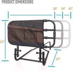EZ Adjust Bed Rail, Adjustable Senior Bedrail and Safety Assist Railing 1619ER10