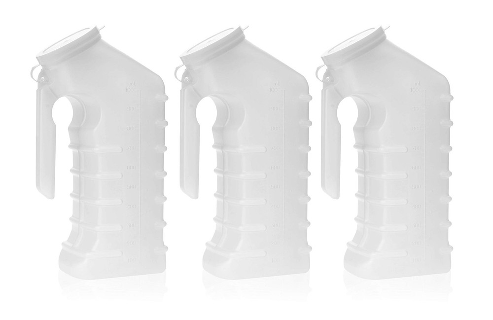 Dealmed Male Urinal with Attached Cover – 3 Count (Pack of 1), Transparent