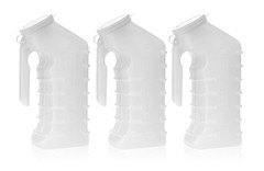 Dealmed Male Urinal with Attached Cover – 3 Count (Pack of 1), Transparent