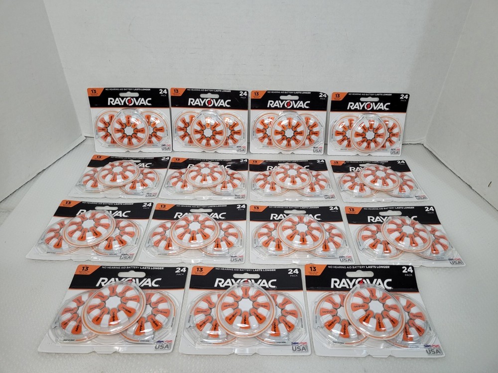 Lot of 15 Rayovac Size 13 Hearing Aid Batteries 1.45V 24-Pack Exp 02/2024