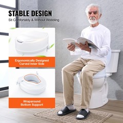 Raised Toilet Seat 5″ Raised 300 lbs Universal Toilet Riser for Elderly Non-Slip