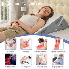 Sasttie Wedge Pillow Adjustable 9&12 Inch + 1 Head Pillow, Dark Grey & White