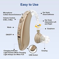 1 Pair Of Digital Hearing Aid Severe Loss Rechargeable Invisible BTE Ear Aids