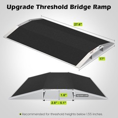 2pc×12″L×1.6″H Bridge Threshold Ramps for Doorways, Fits 2.8–5.1″ Wide Threshold