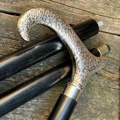 Vintage Brass Derby Head Handle Antique Victorian Wooden Walking Stick Cane Gift