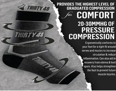 Thirty 48 Plantar Fasciitis Socks – Foot Compression Sleeves Black 1 Pair Large