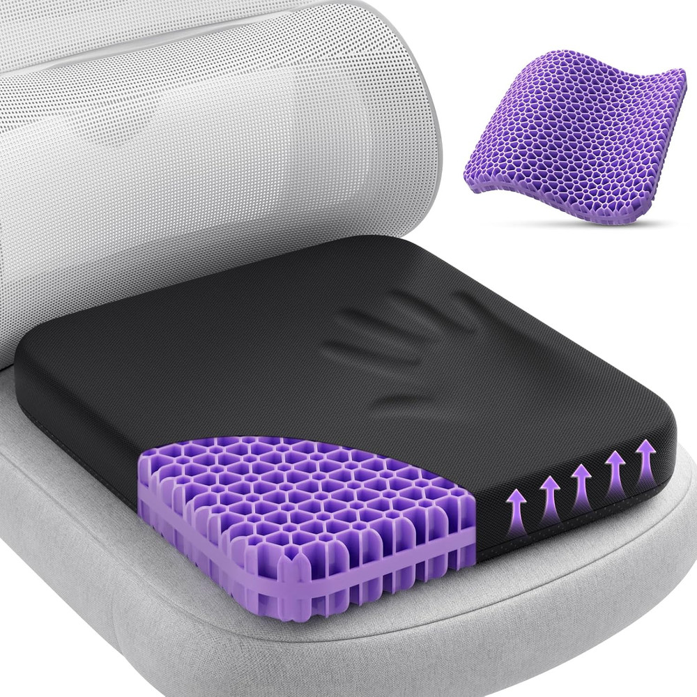 Gel Seat Cushion for Long Sitting, Enlarged & Thickened Patent Design, Breathabl