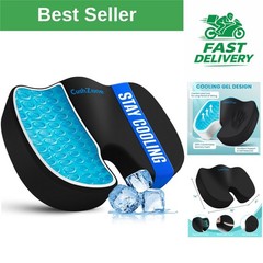 CushZone Cooling Gel Memory Foam Seat Cushion for Pain Relief – Black