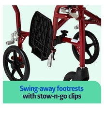 Medline Ultra Lightweight Transport Wheelchair for Adults, Foldable, 19-Inch Sea