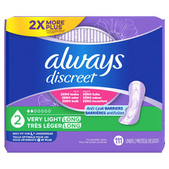 2 Pack Always Discreet Incontinence Liners, Very Light, Long, 111 Count, Bladder