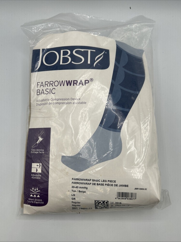 JOBST Farrow Wrap Basic 30-40 mmHG Tan Easy Donning ~W/Compression Sock Wide Lrg