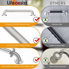 2 Pack Shower Grab Bar with Knurled Anti-Slip Grip 18 Inch ADA Compliant 500l…
