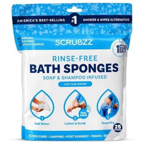 Disposable Bath Wipes 50 Count Rinse Free Shower Wipes for Body Travel Elderly